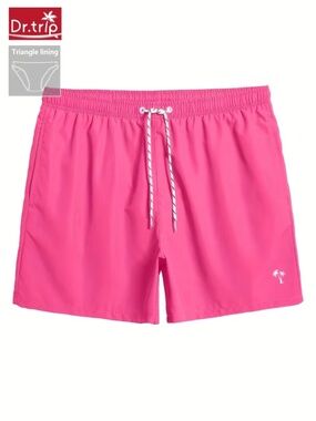 Men's Pink Swim Shorts with Drawstring